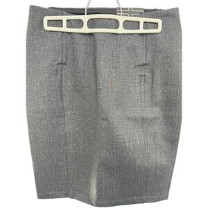 Liverpool Women Flat Front Pull-On Tweed Pencil Skirt Back Slit Size 2/26 Gray